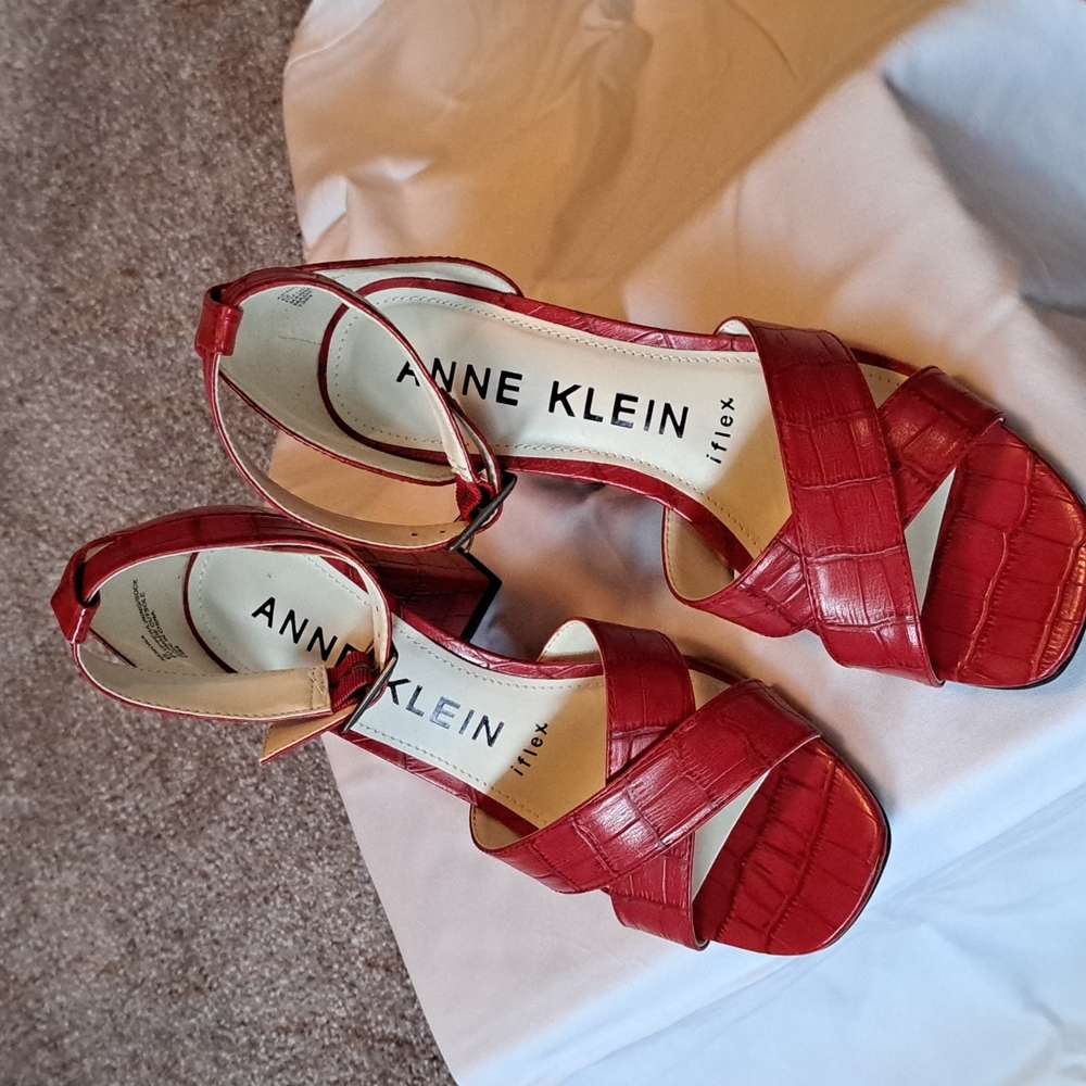 Ann Klein flex red dressy sandals, size 6